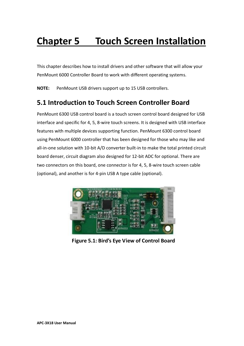 Chapter 5 touch screen installation, 1 introduction to touch screen controller board | Aplex Technology APC-3218 User Manual | Page 87 / 102