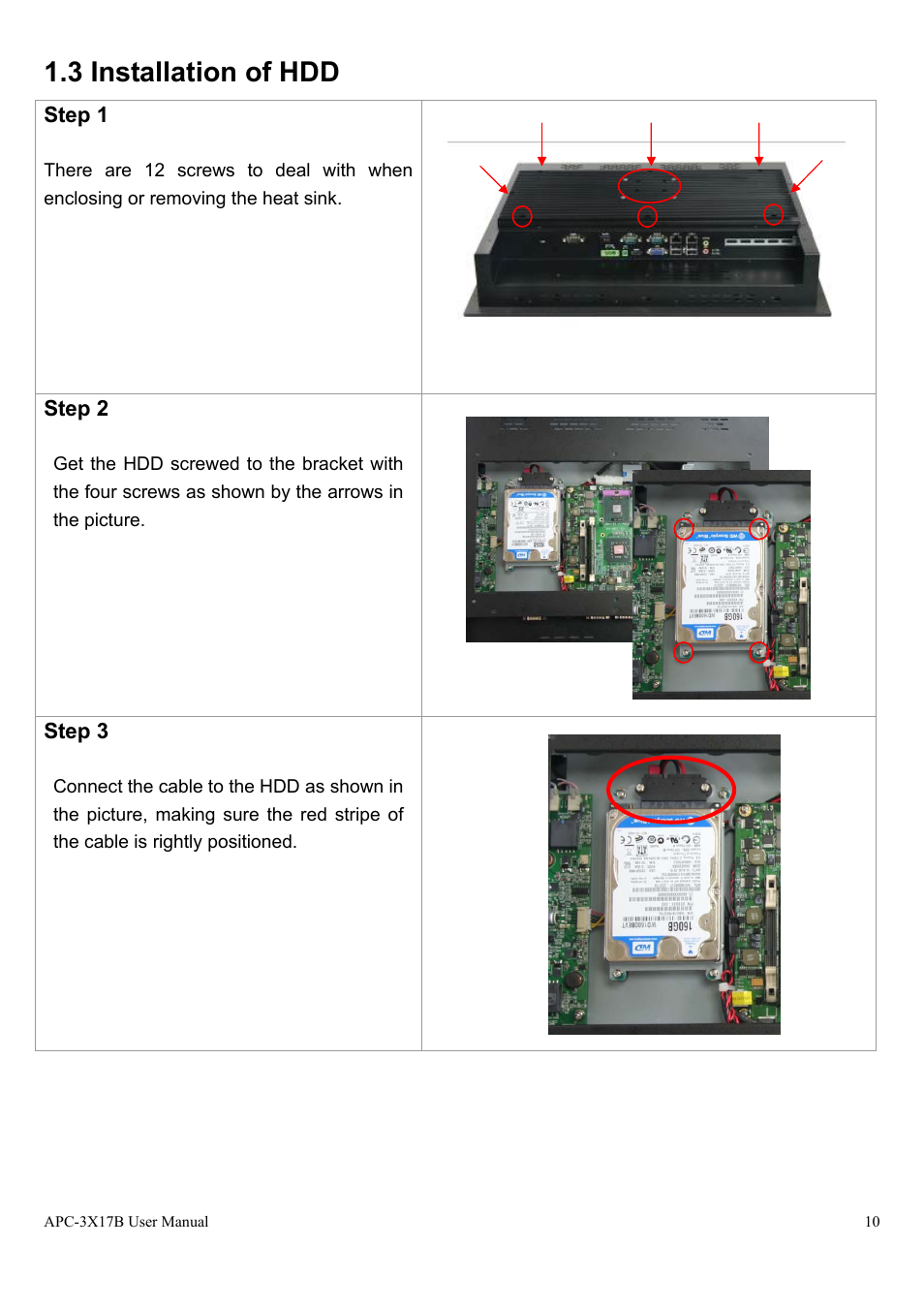 3 installation of hdd | Aplex Technology APC-3517B User Manual | Page 10 / 91