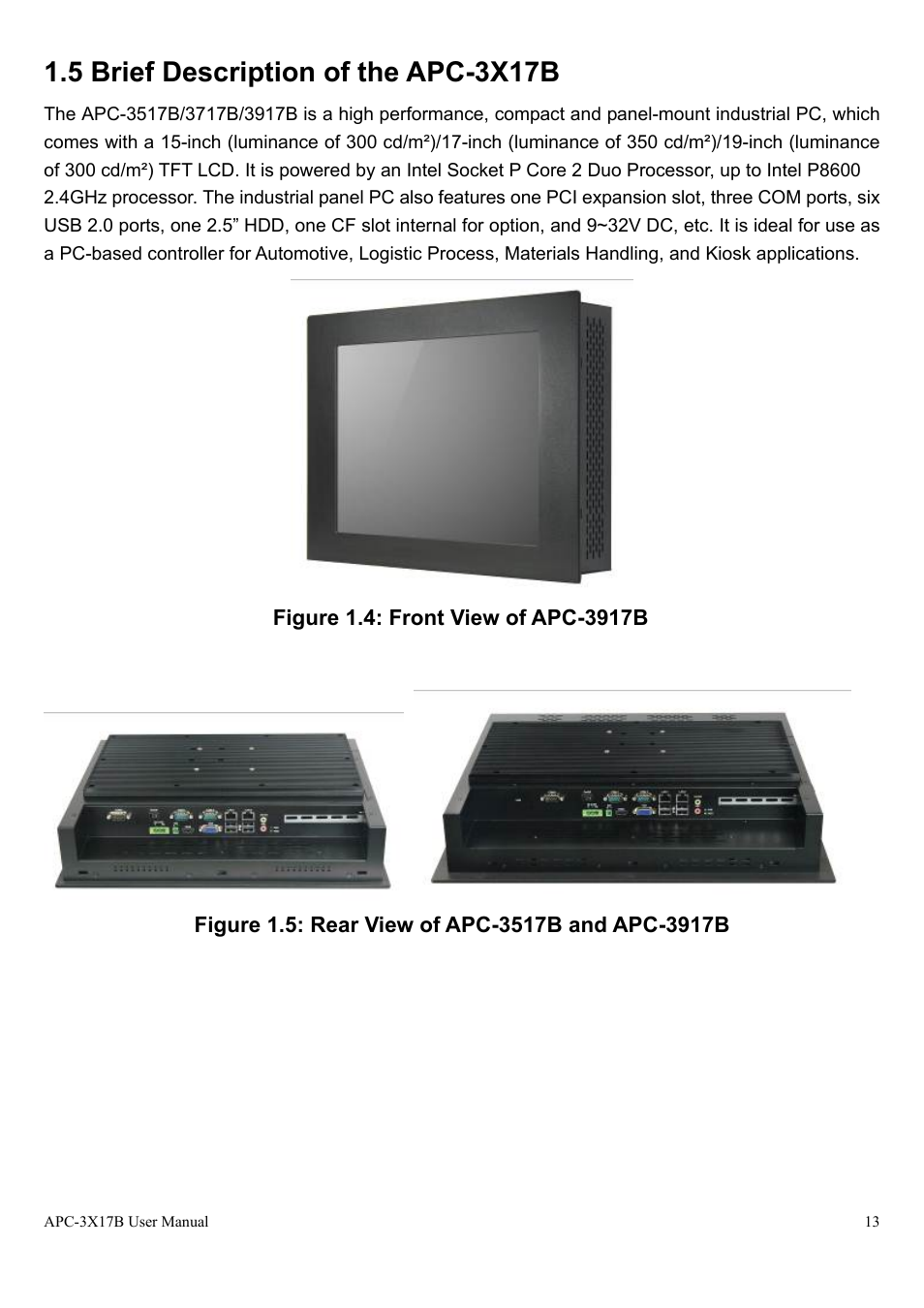5 brief description of the apc-3x17b | Aplex Technology APC-3517B User Manual | Page 13 / 91