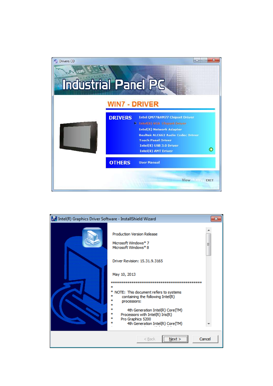 2 intel (r) vga chipset driver | Aplex Technology APC-3519 User Manual | Page 56 / 87