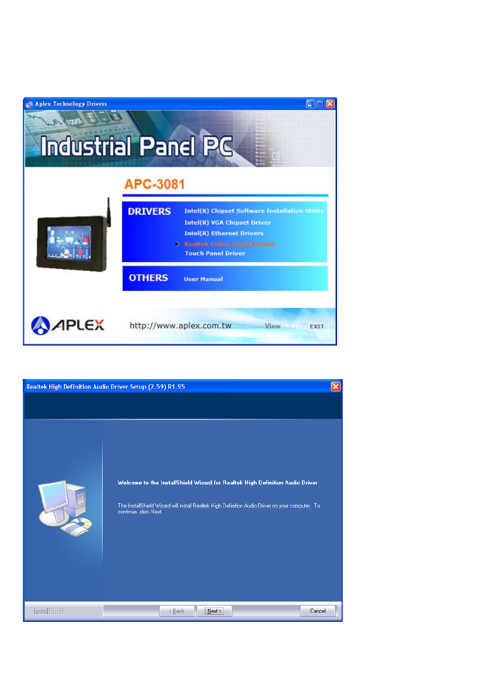 4 realtek audio driver installation | Aplex Technology APC-3081 User Manual | Page 41 / 58