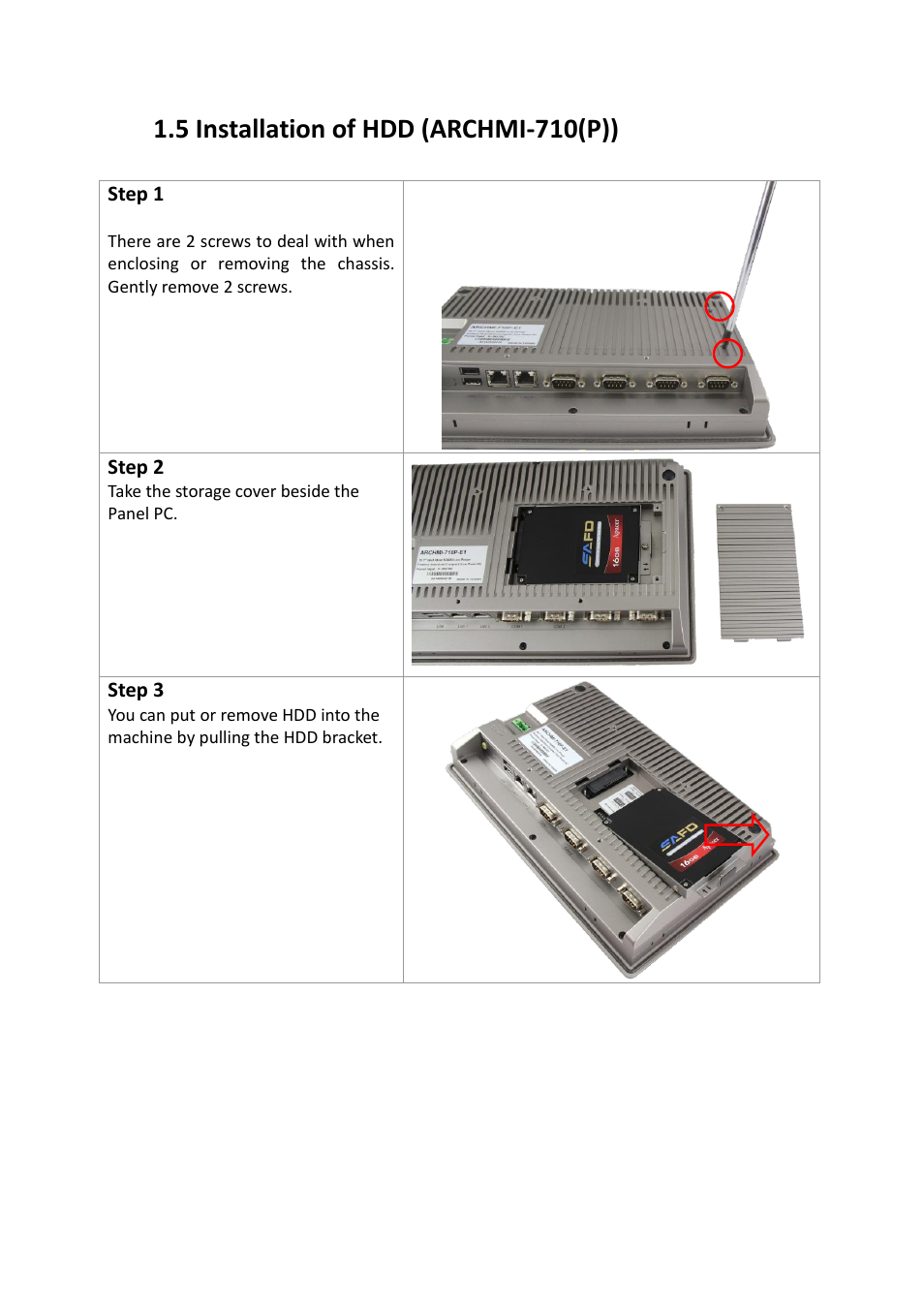5 installation of hdd (archmi-710(p)) | Aplex Technology ARCHMI-707 User Manual | Page 20 / 108