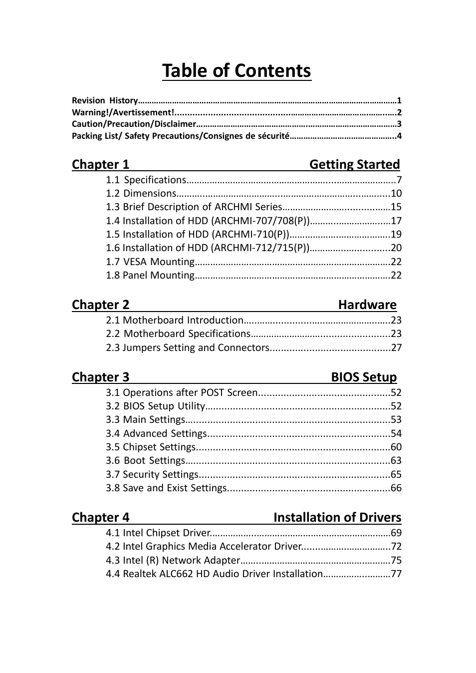 Aplex Technology ARCHMI-707 User Manual | Page 6 / 108