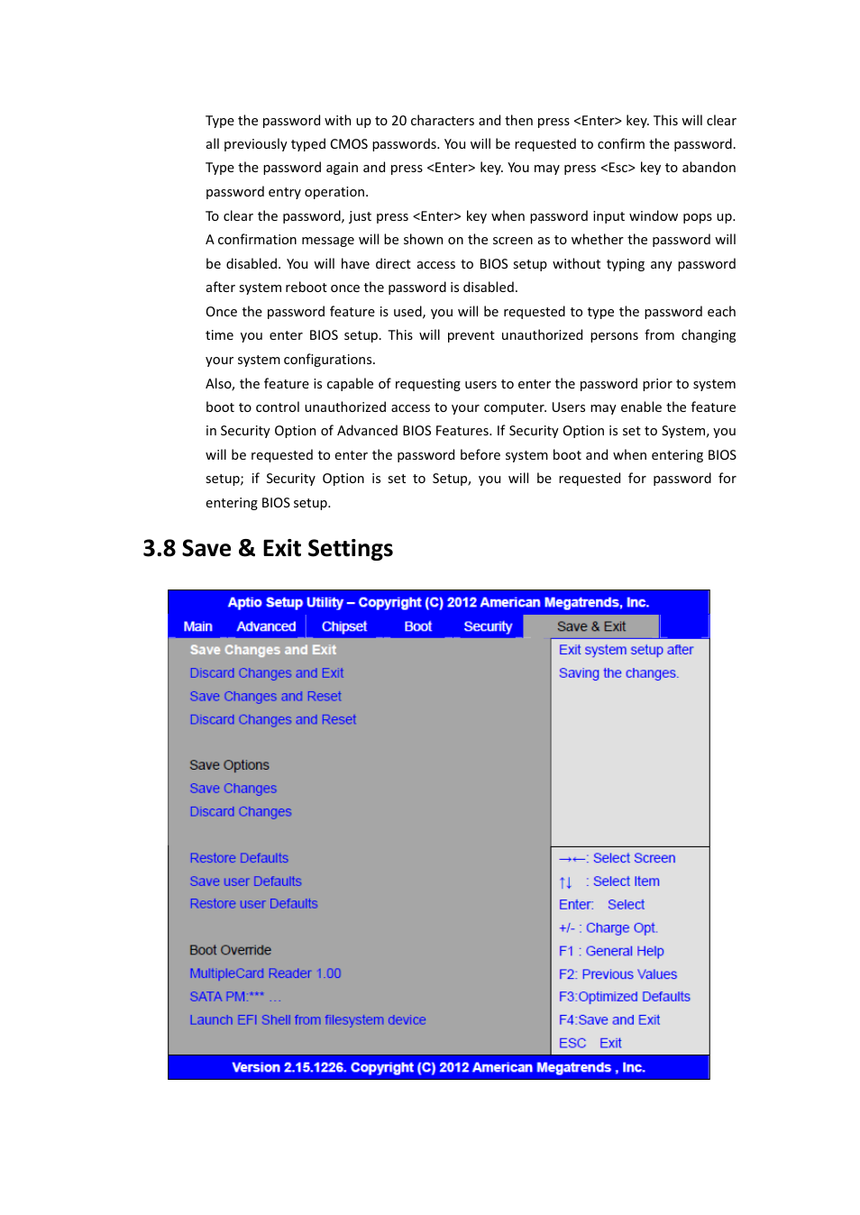 8 save and exist settings, 8 save & exit settings | Aplex Technology ARCHMI-707 User Manual | Page 68 / 108