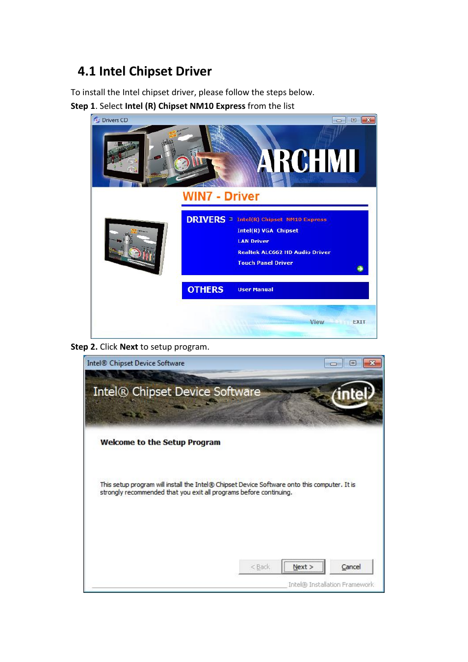 1 intel chipset driver.……………..…………………….………………………69, 1 intel chipset driver | Aplex Technology ARCHMI-707 User Manual | Page 71 / 108