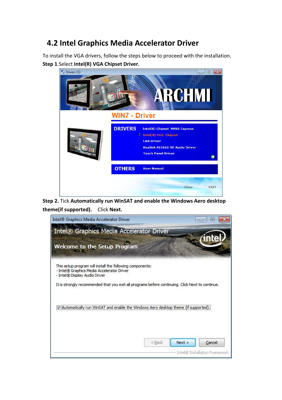 2 intel graphics media accelerator driver | Aplex Technology ARCHMI-707 User Manual | Page 74 / 108