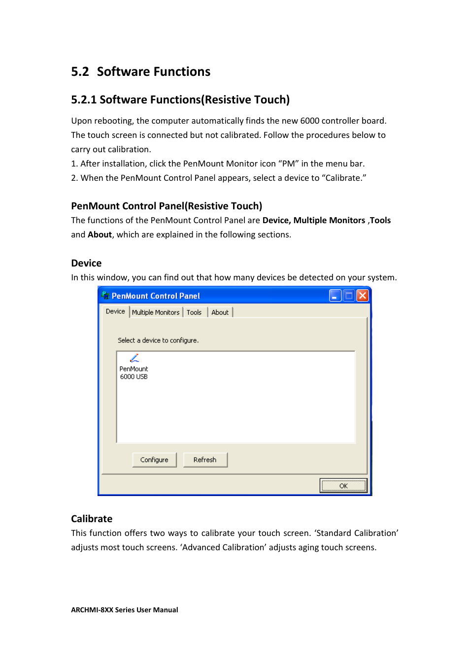 2 software functions, 1 software functions(resistive touch) | Aplex Technology ARCHMI-807 User Manual | Page 104 / 121