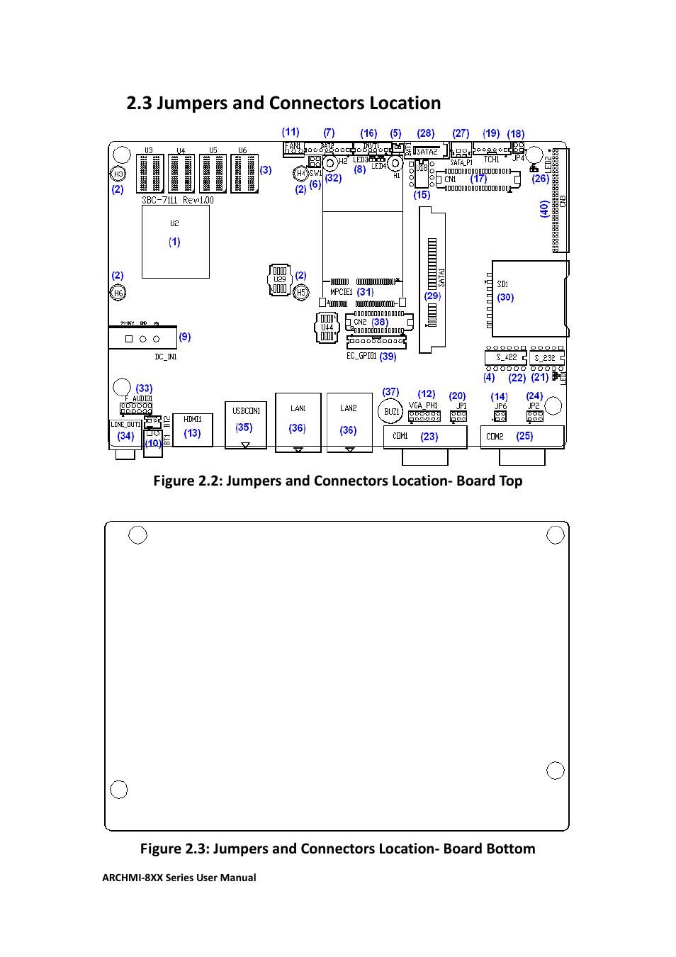 3 jumpers and connectors location, 4 jumpers setting and connectors…………………………………..……3 | Aplex Technology ARCHMI-807 User Manual | Page 33 / 121