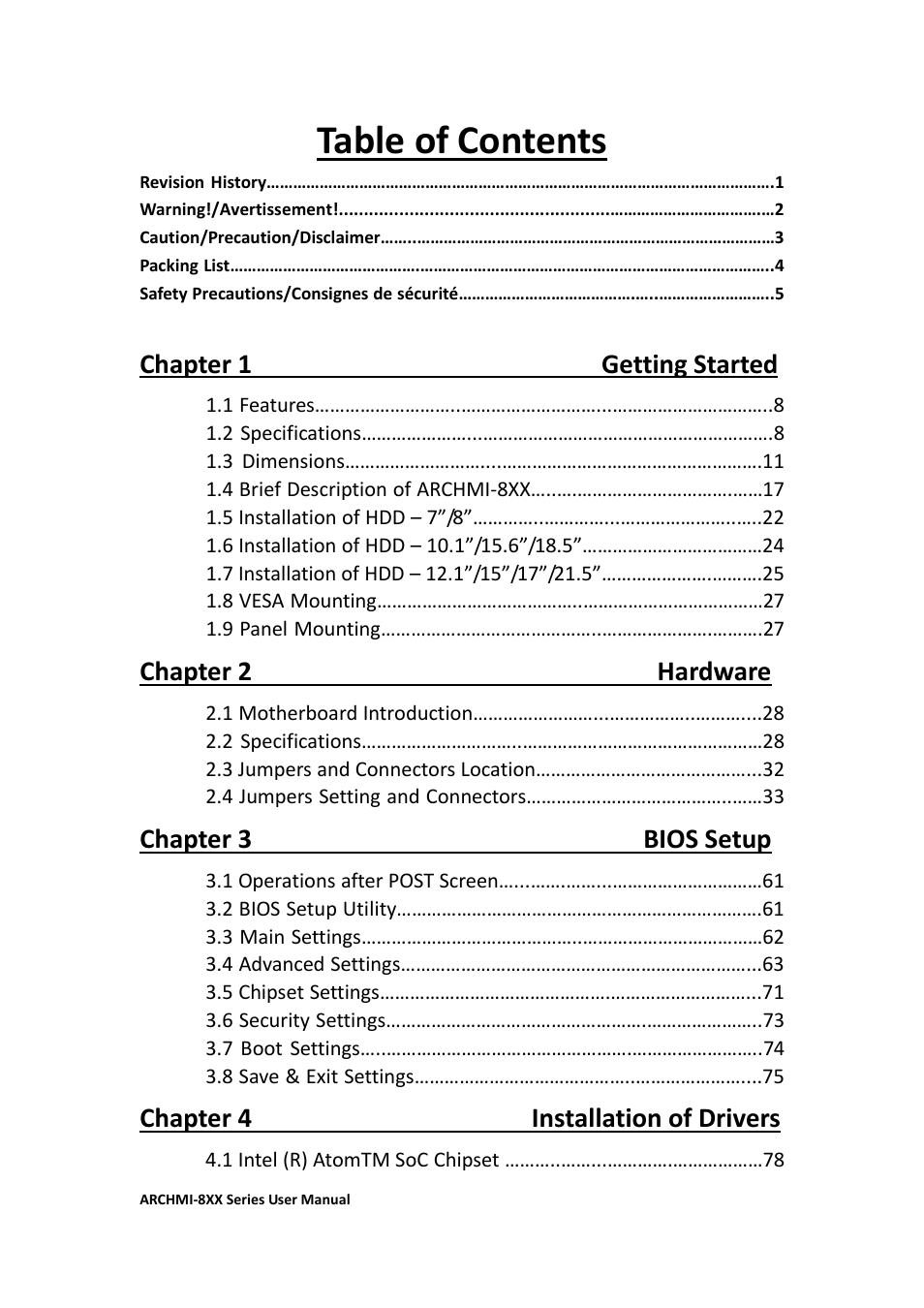 Aplex Technology ARCHMI-807 User Manual | Page 7 / 121