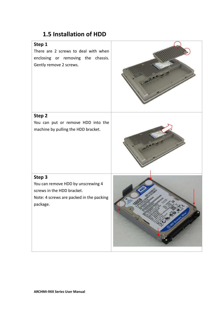 5 installation of hdd | Aplex Technology ARCHMI-912 User Manual | Page 19 / 114