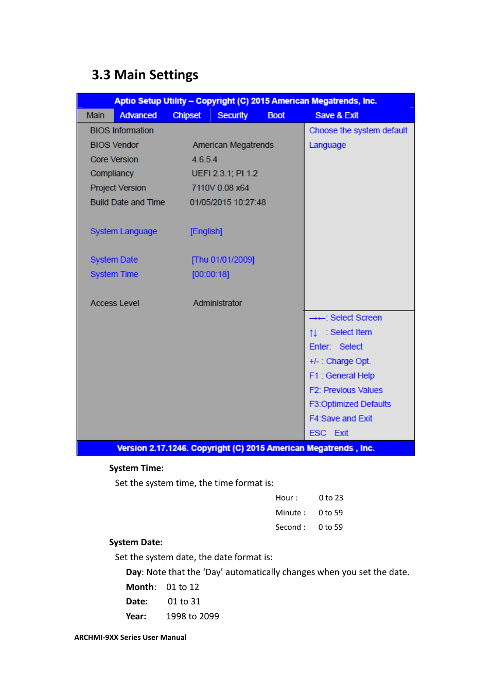 3 main settings…………………………………..…..………………………………5, 3 main settings | Aplex Technology ARCHMI-912 User Manual | Page 58 / 114