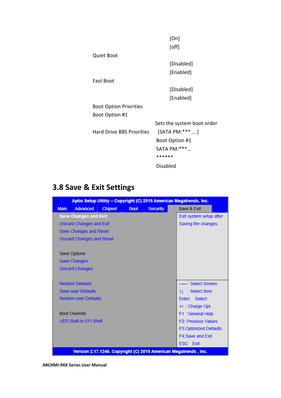 8 save & exit settings | Aplex Technology ARCHMI-912 User Manual | Page 67 / 114