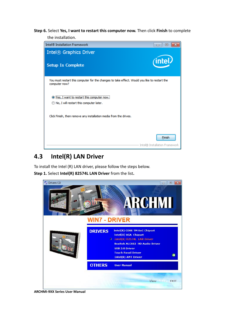 3 intel (r) lan driver, 3 intel(r) lan driver | Aplex Technology ARCHMI-912 User Manual | Page 75 / 114