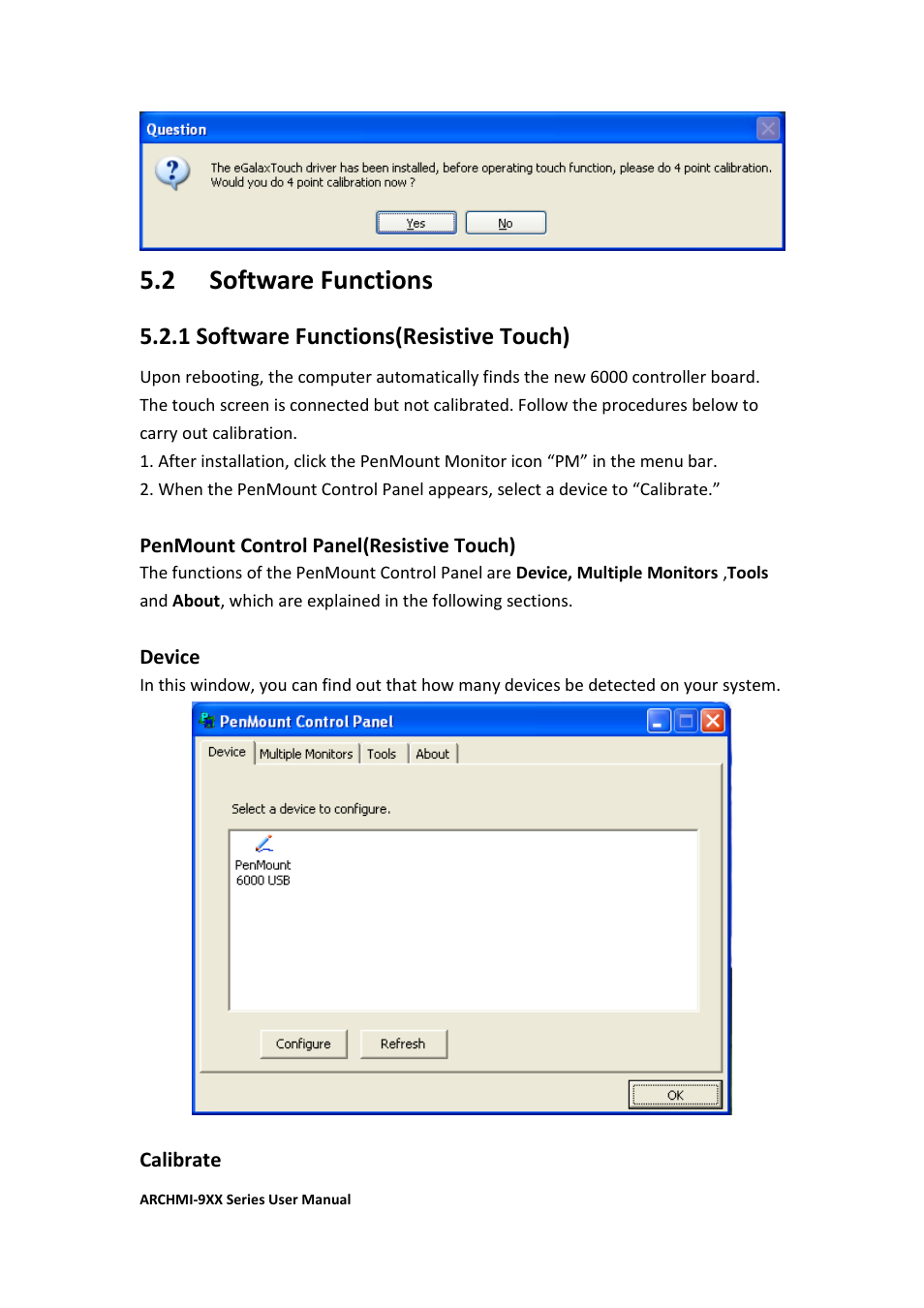 2 software functions, 1 software functions(resistive touch) | Aplex Technology ARCHMI-912 User Manual | Page 97 / 114