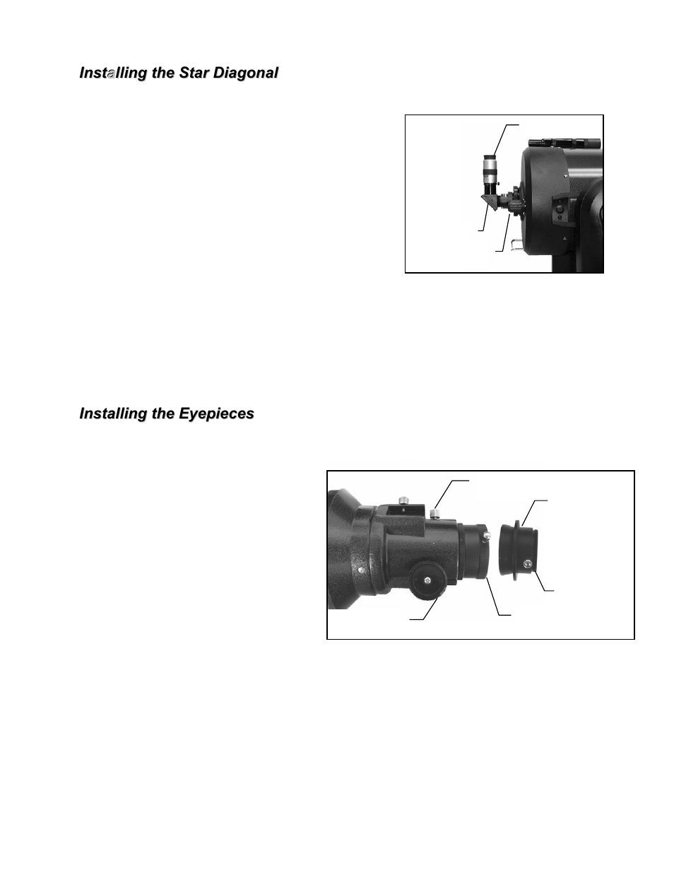 Installing the star diagonal, Installing the eyepieces | Celestron XLT series User Manual | Page 14 / 60