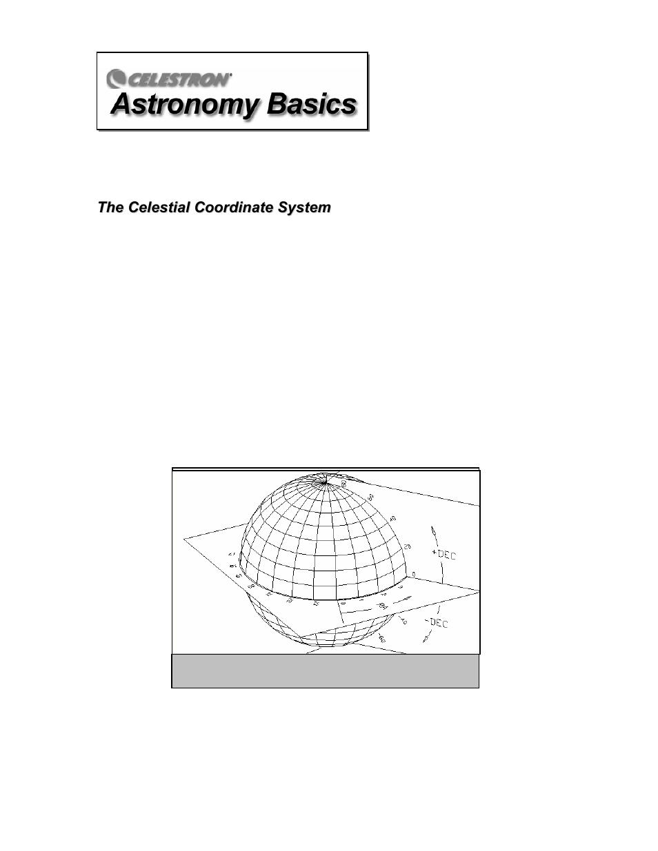 The celestial coordinate system, Astronomy basics | Celestron XLT series User Manual | Page 23 / 60