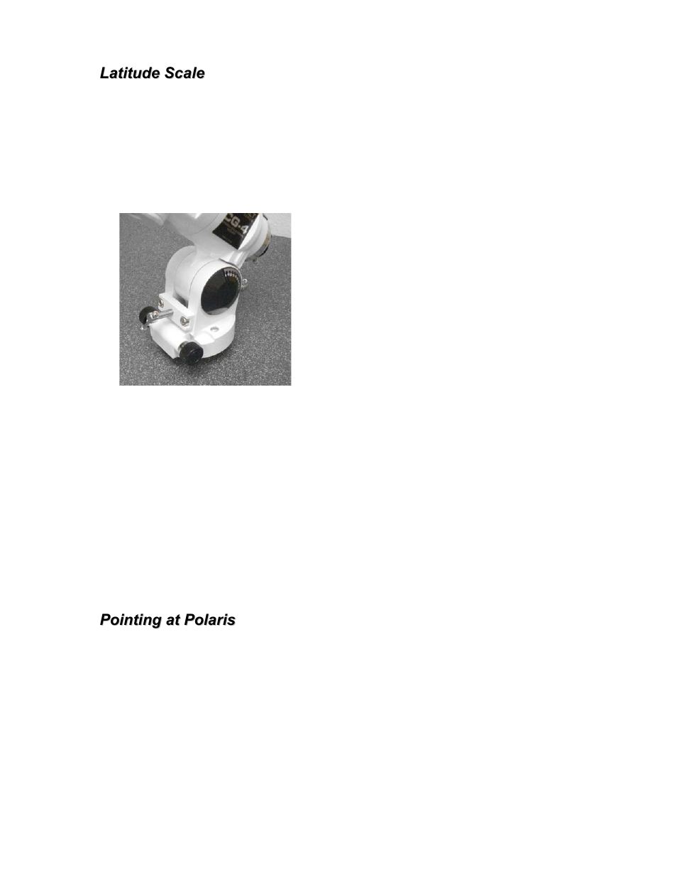 Latitude scale, Pointing at polaris | Celestron XLT series User Manual | Page 25 / 60