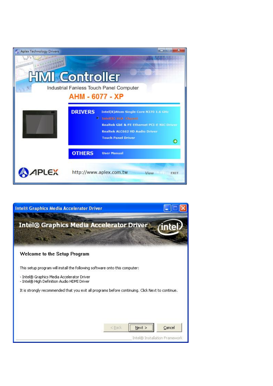 2 intel vga chipset driver | Aplex Technology AHM-6077 User Manual | Page 41 / 63