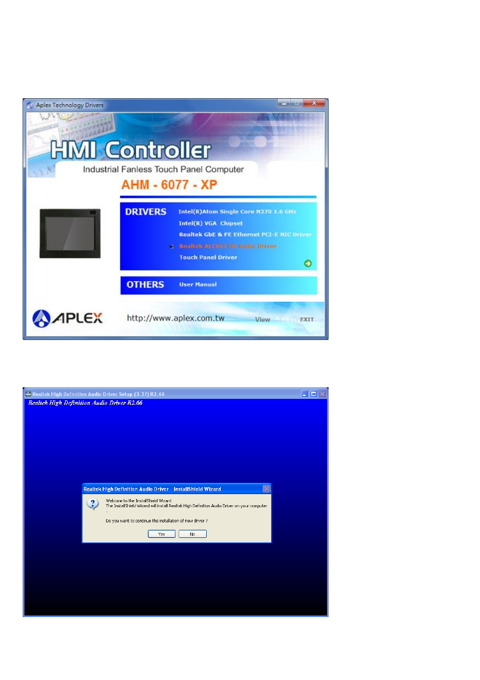 4 realtek hd audio driver installation | Aplex Technology AHM-6077 User Manual | Page 46 / 63