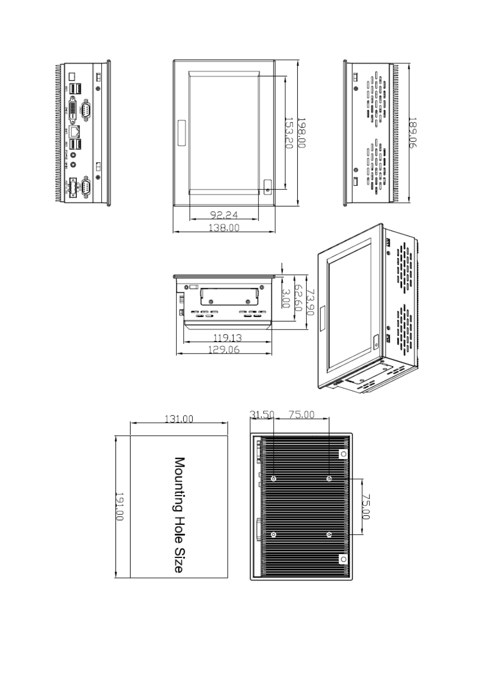 2 dimensions | Aplex Technology AHM-6077 User Manual | Page 8 / 63