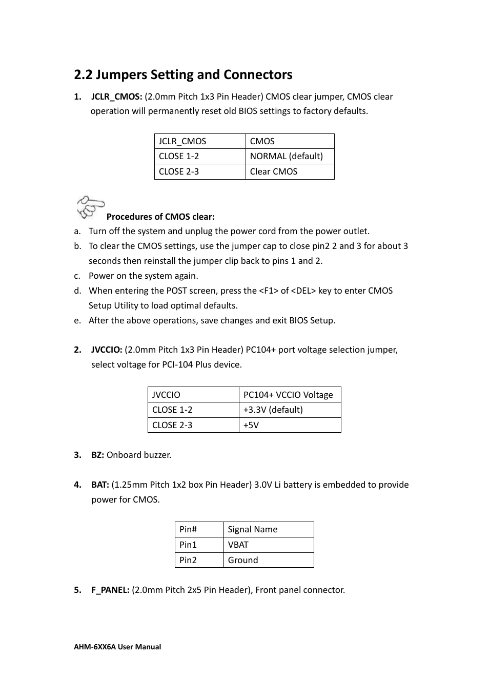 2 jumpers setting and connectors…………………………………22, 2 jumpers setting and connectors | Aplex Technology AHM-6086A User Manual | Page 23 / 89