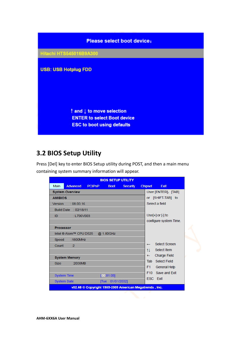 2 bios setup utility | Aplex Technology AHM-6086A User Manual | Page 33 / 89