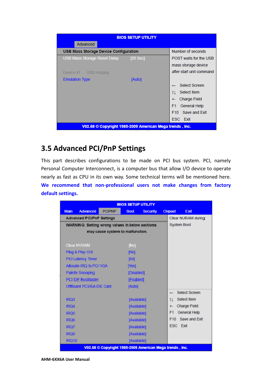 5 advanced pci/pnp settings | Aplex Technology AHM-6086A User Manual | Page 42 / 89