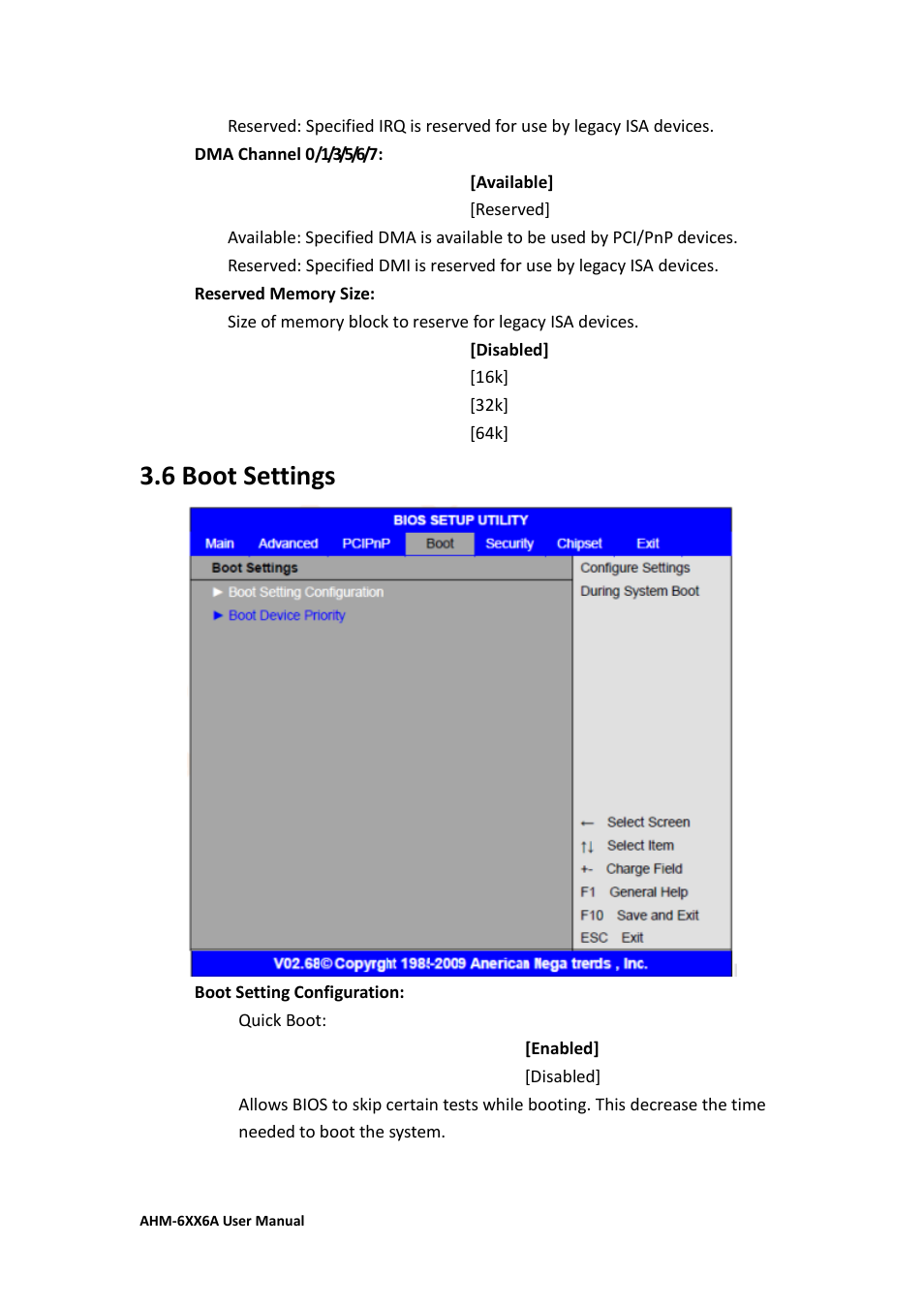 6 boot settings | Aplex Technology AHM-6086A User Manual | Page 44 / 89