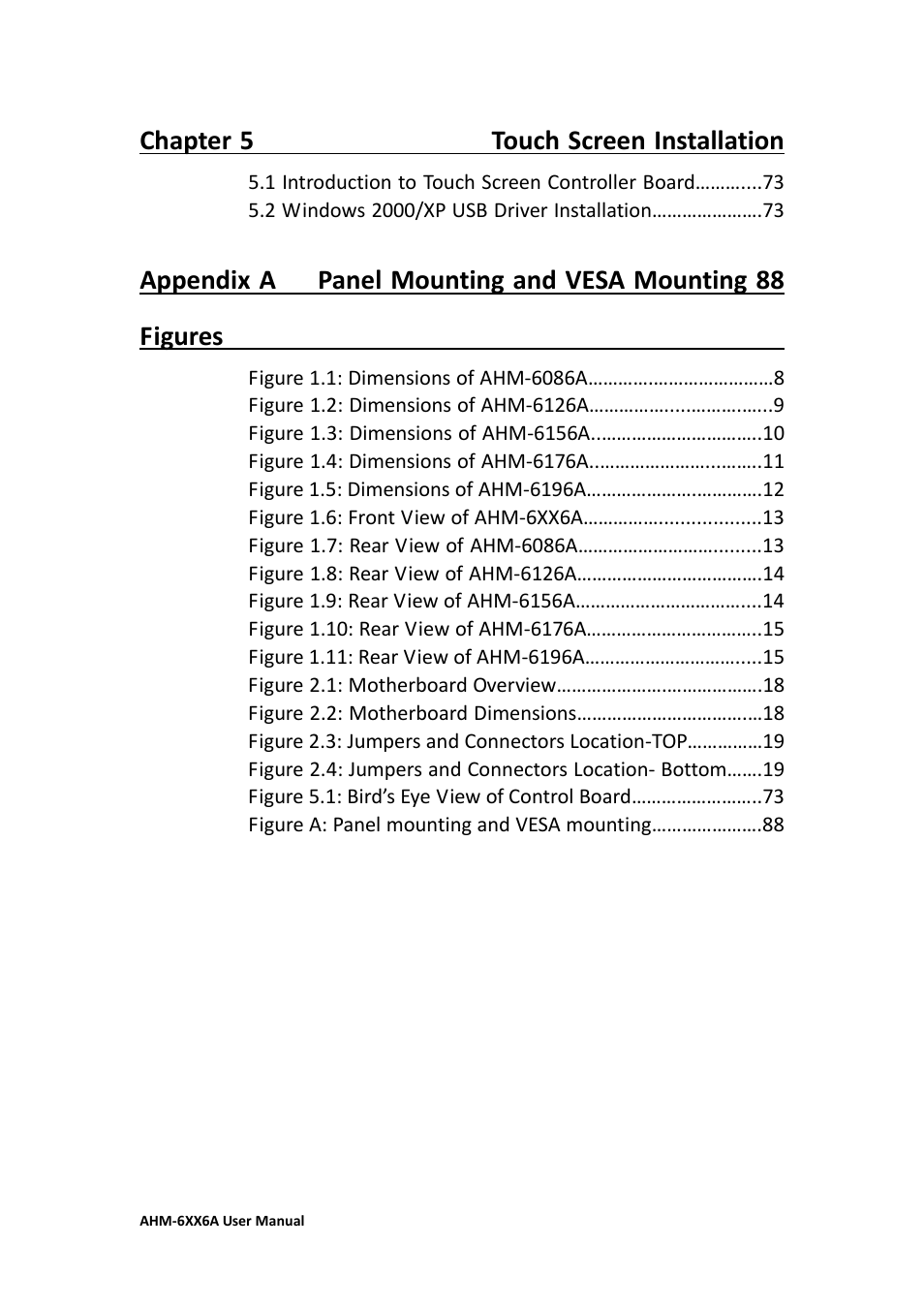 Chapter 5 touch screen installation | Aplex Technology AHM-6086A User Manual | Page 6 / 89