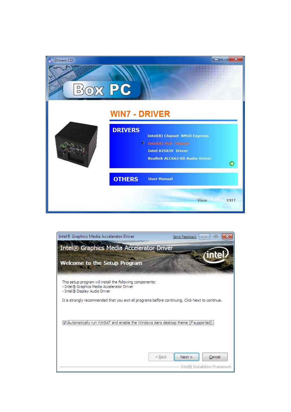 2 intel vga chipset driver | Aplex Technology ACS-2645 User Manual | Page 62 / 69