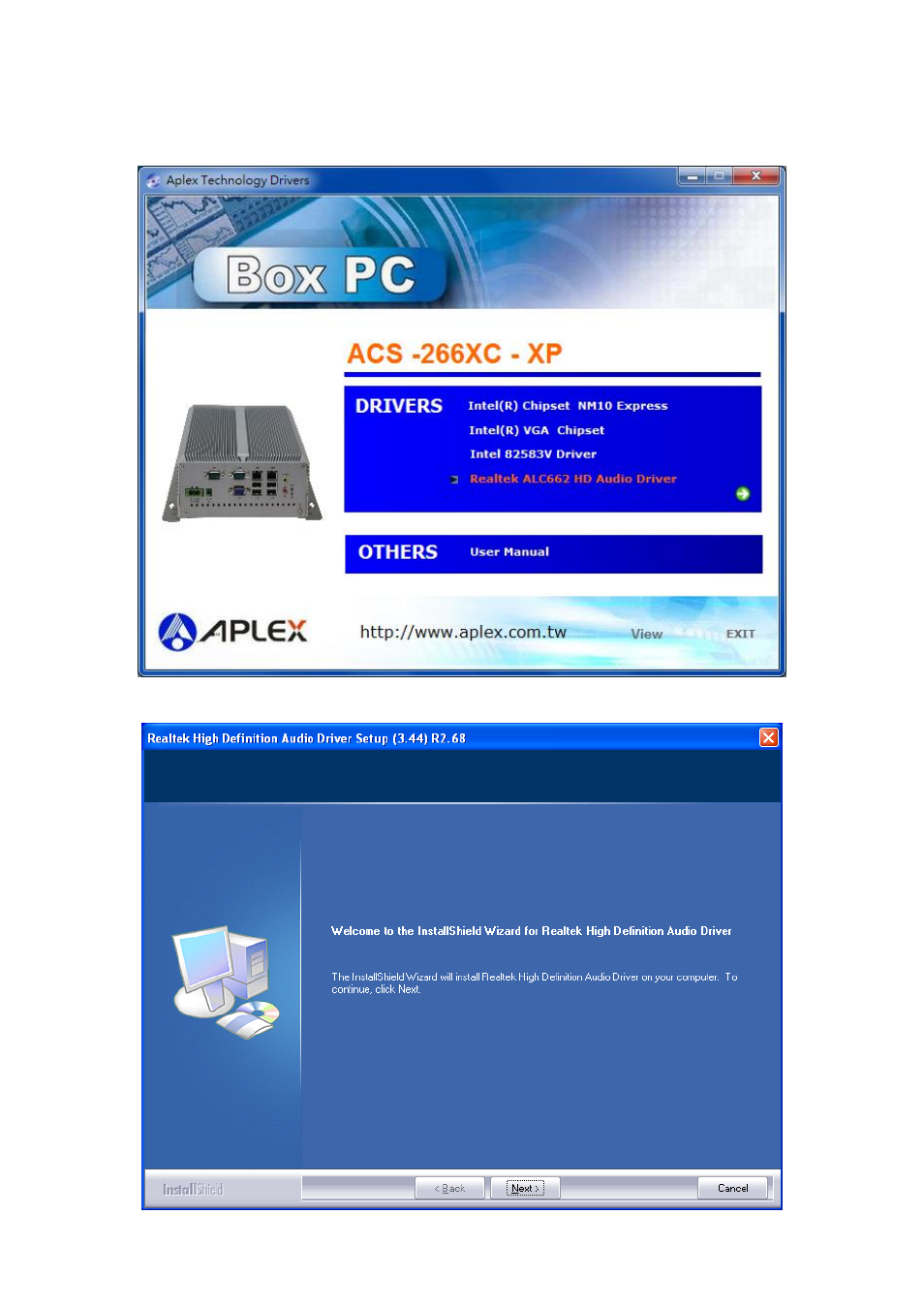 4 realtek hd audio driver installation | Aplex Technology ACS-2663C User Manual | Page 71 / 72