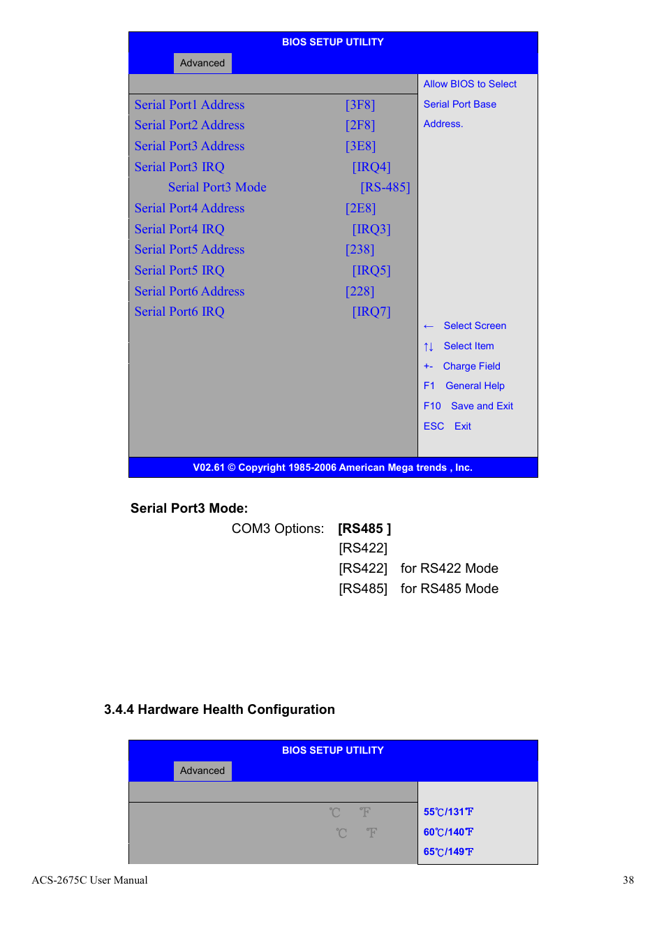 Configure win627uhg super io chipset, Hardware health configuration | Aplex Technology ACS-2675C User Manual | Page 38 / 73