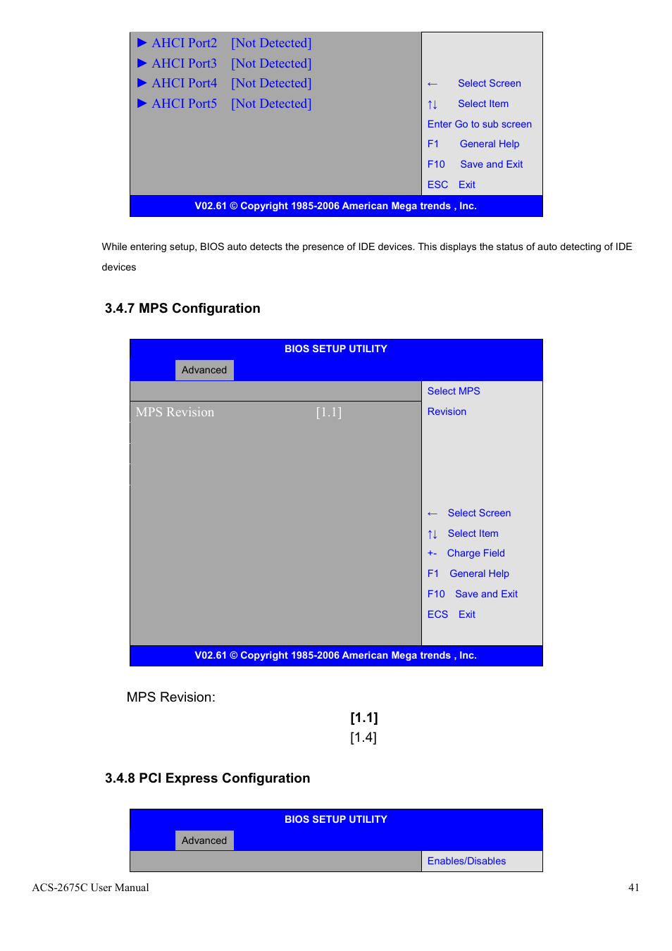7 mps configuration, Mps configuration, Mps revision [1.1 | Pci express configuration | Aplex Technology ACS-2675C User Manual | Page 41 / 73