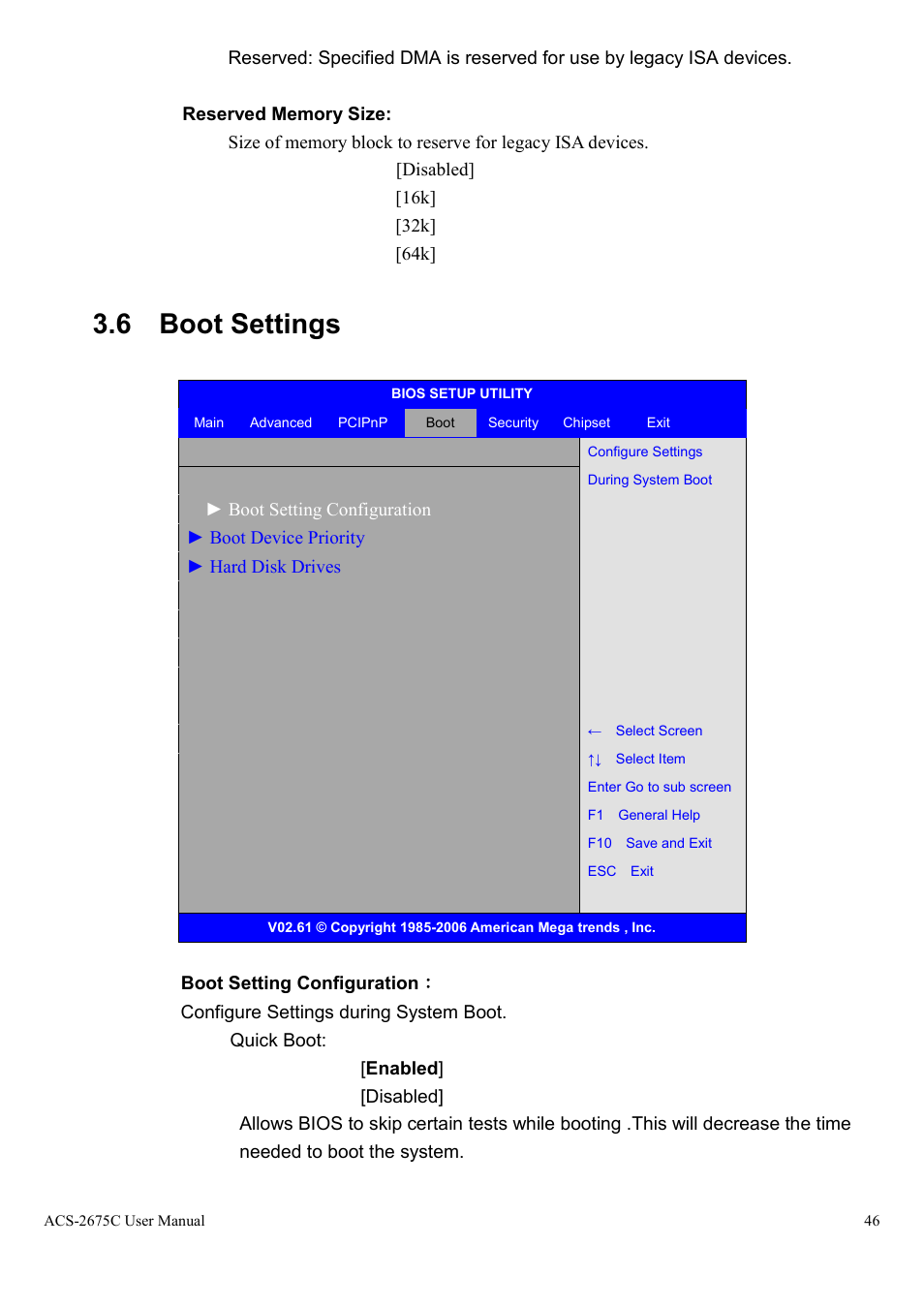 6 boot settings | Aplex Technology ACS-2675C User Manual | Page 46 / 73