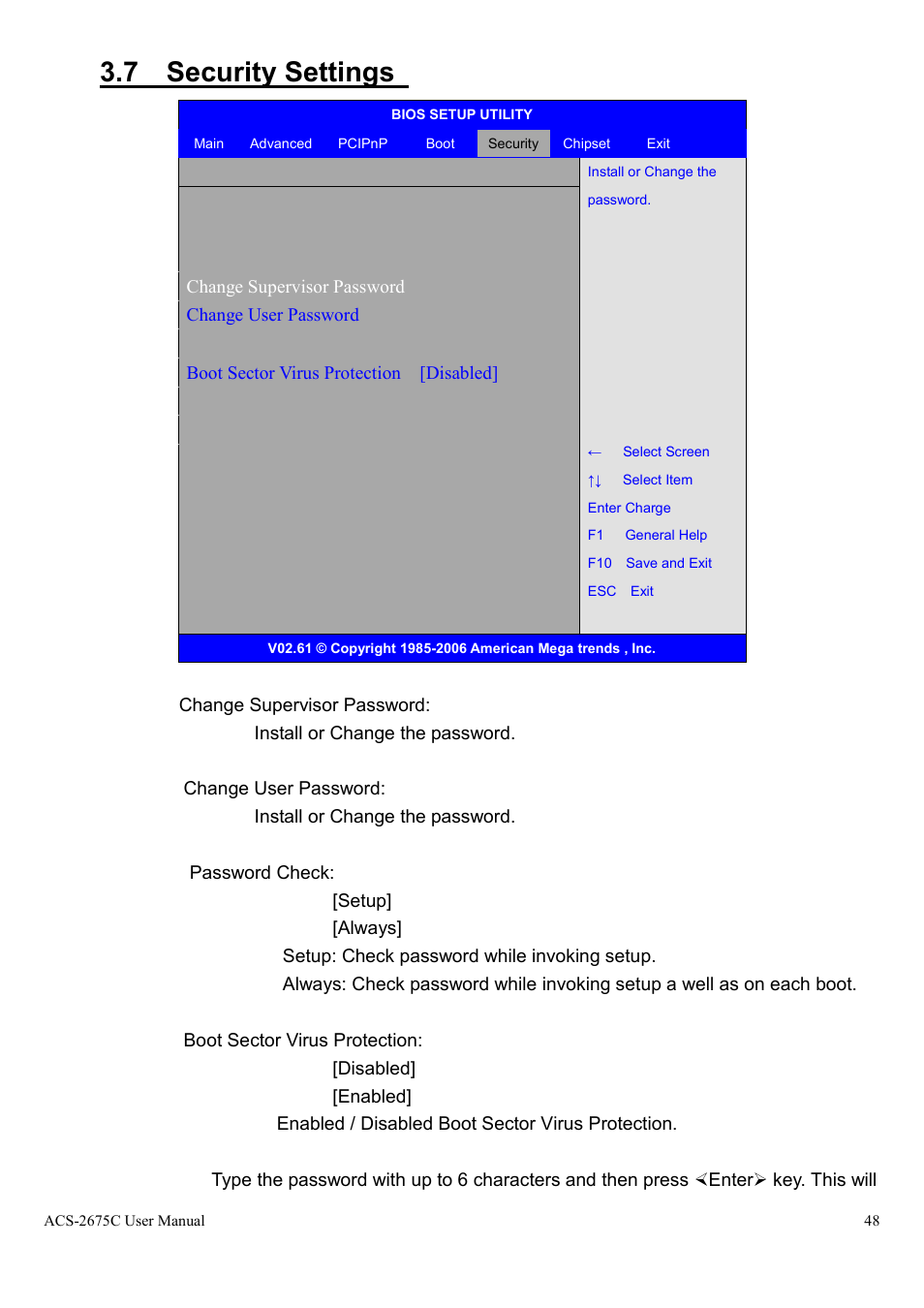 7 security settings | Aplex Technology ACS-2675C User Manual | Page 48 / 73