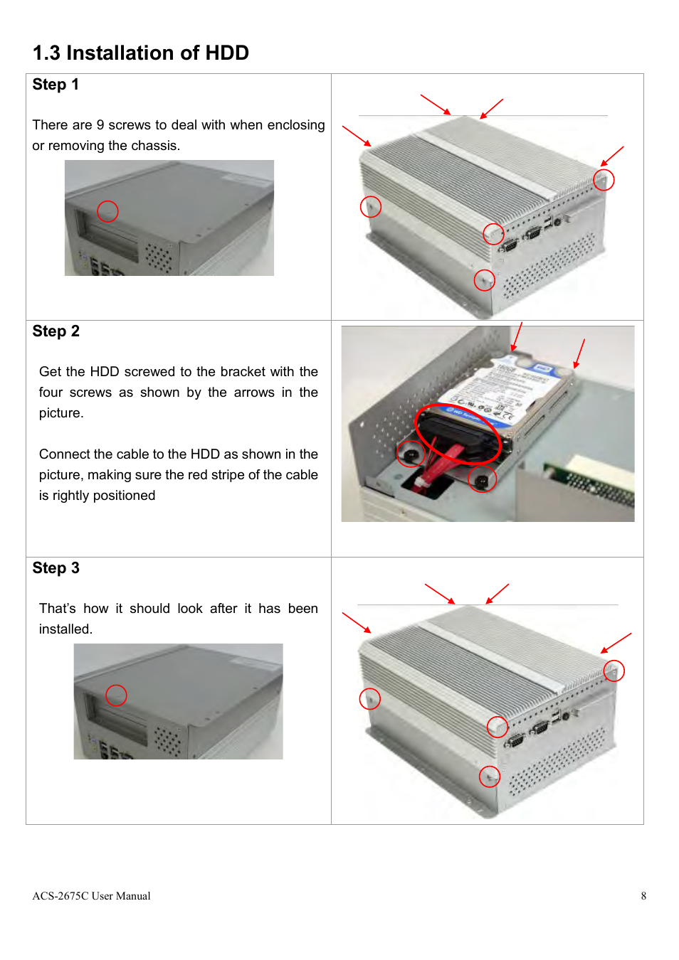 3 installation of hdd | Aplex Technology ACS-2675C User Manual | Page 8 / 73