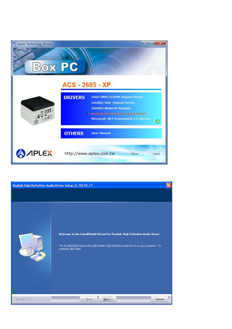 4 realtek alc662 hd audio driver installation | Aplex Technology ACS-2685 User Manual | Page 78 / 82