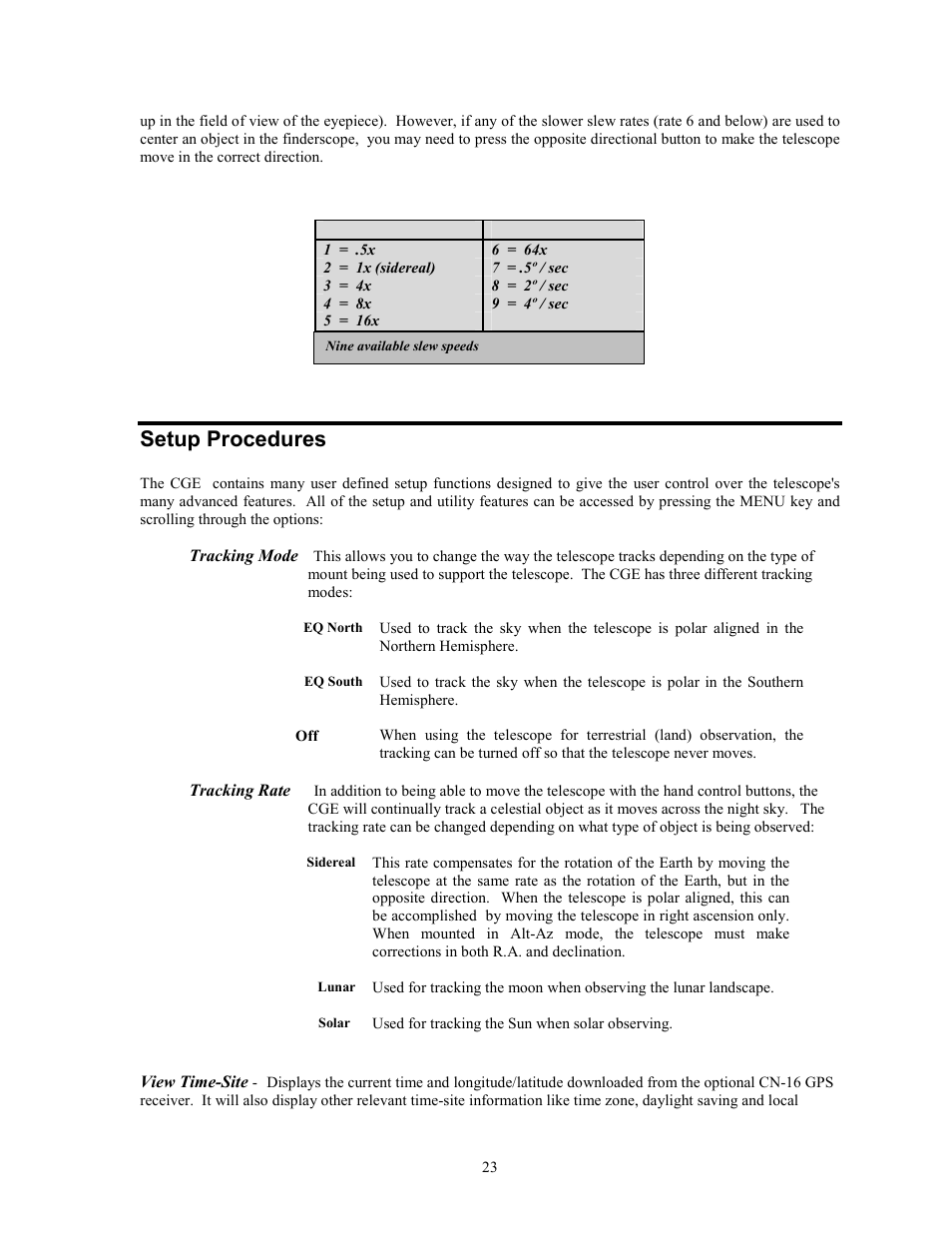 Setup procedures | Celestron CGE1100 User Manual | Page 23 / 75