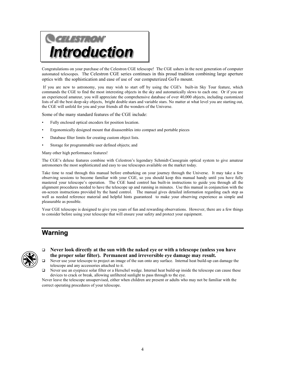 Celestron CGE1100 User Manual | Page 4 / 75