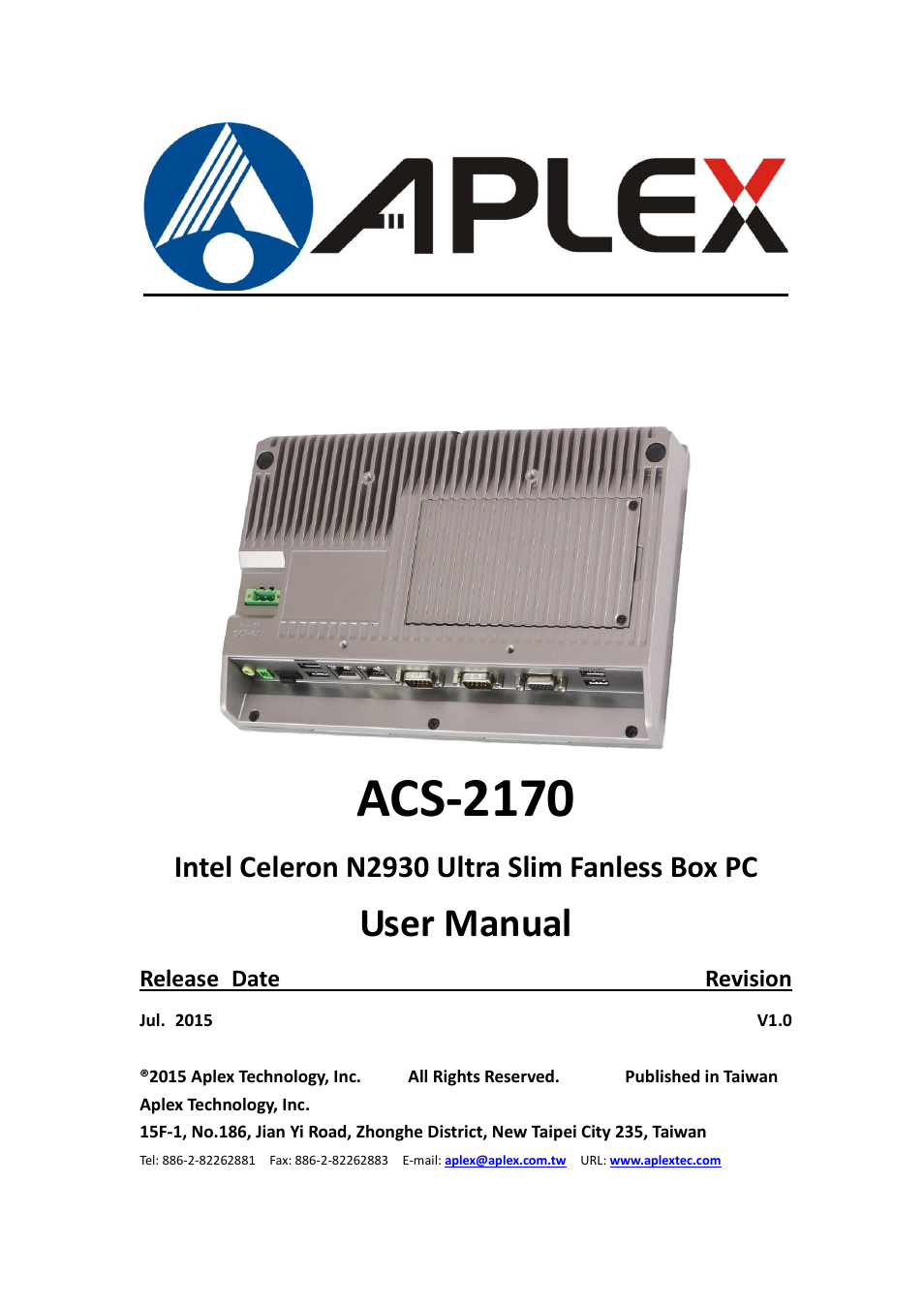 Aplex Technology ACS-2170 User Manual | 77 pages