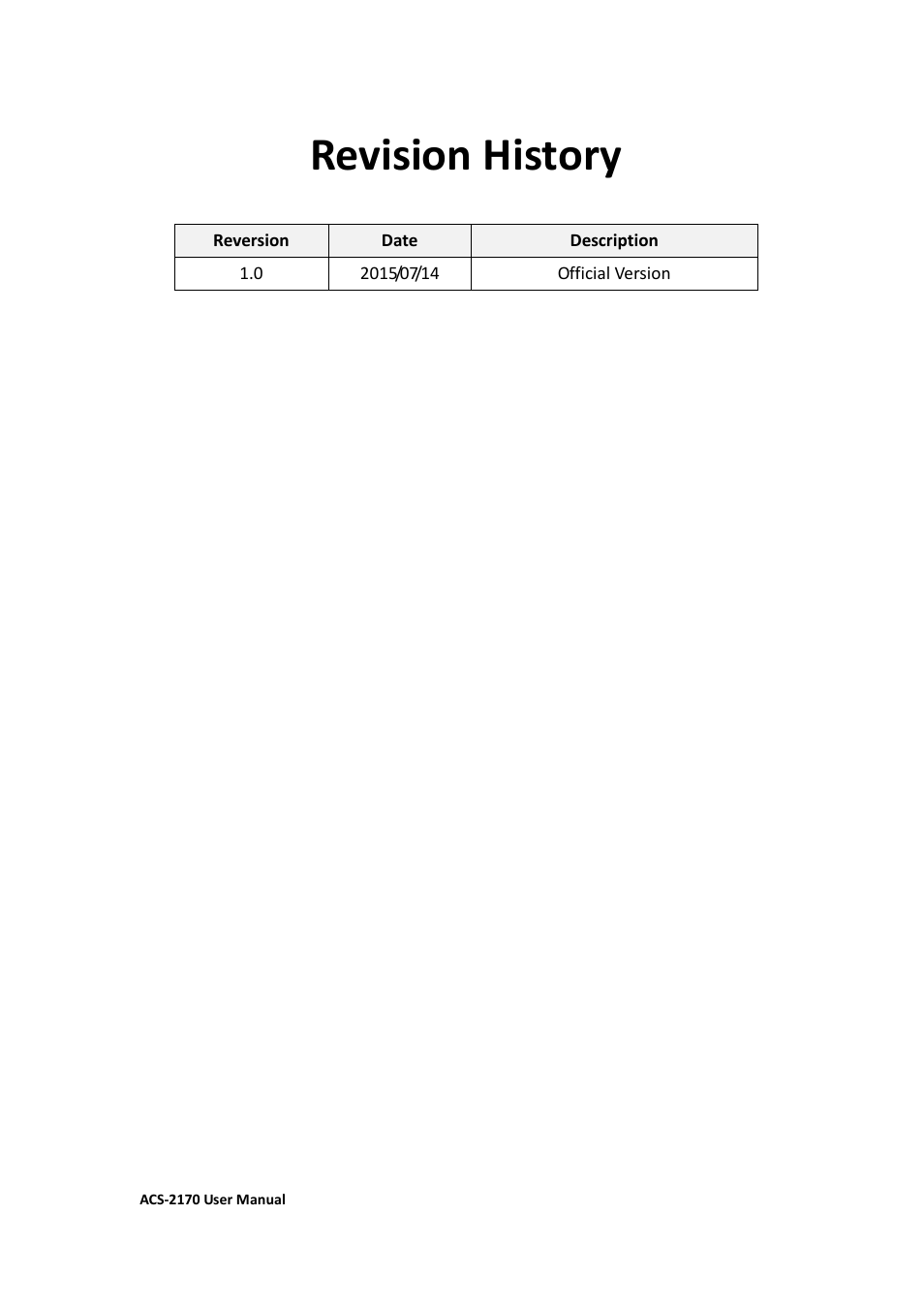 Revision history | Aplex Technology ACS-2170 User Manual | Page 2 / 77