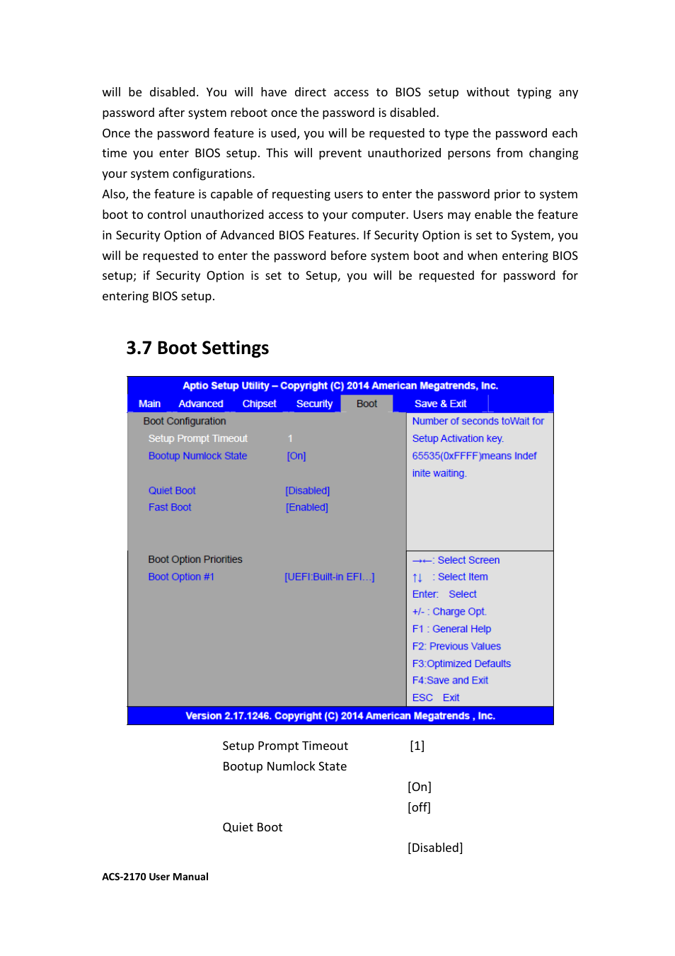 7 boot settings, 8 save & exit settings | Aplex Technology ACS-2170 User Manual | Page 59 / 77