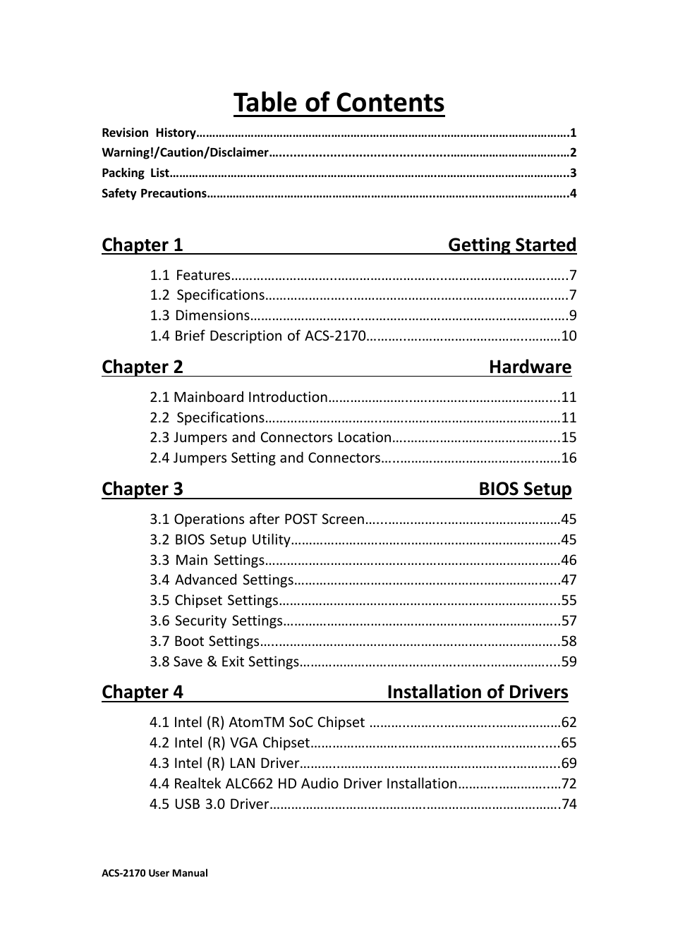 Aplex Technology ACS-2170 User Manual | Page 6 / 77