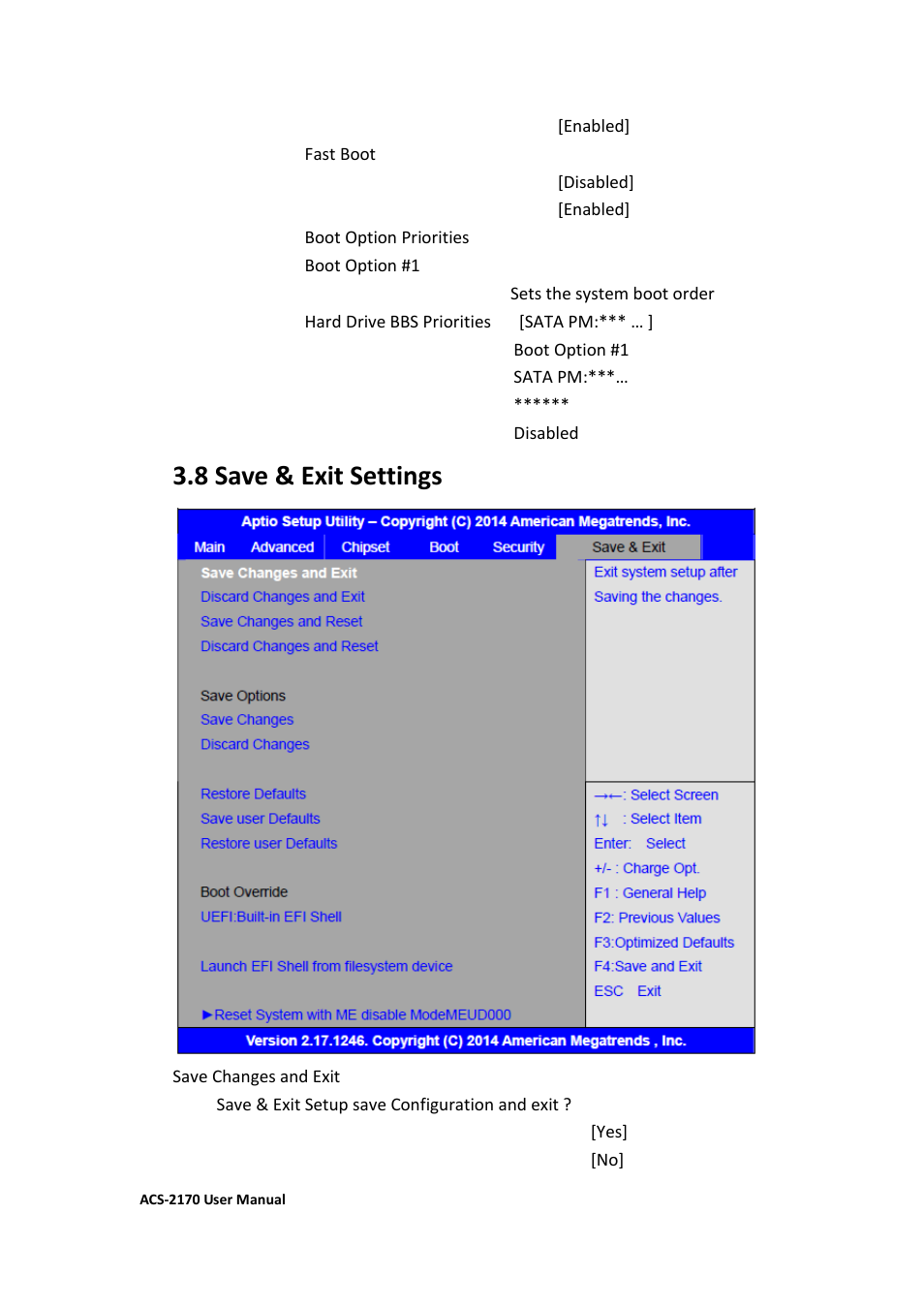 8 save & exit settings | Aplex Technology ACS-2170 User Manual | Page 60 / 77