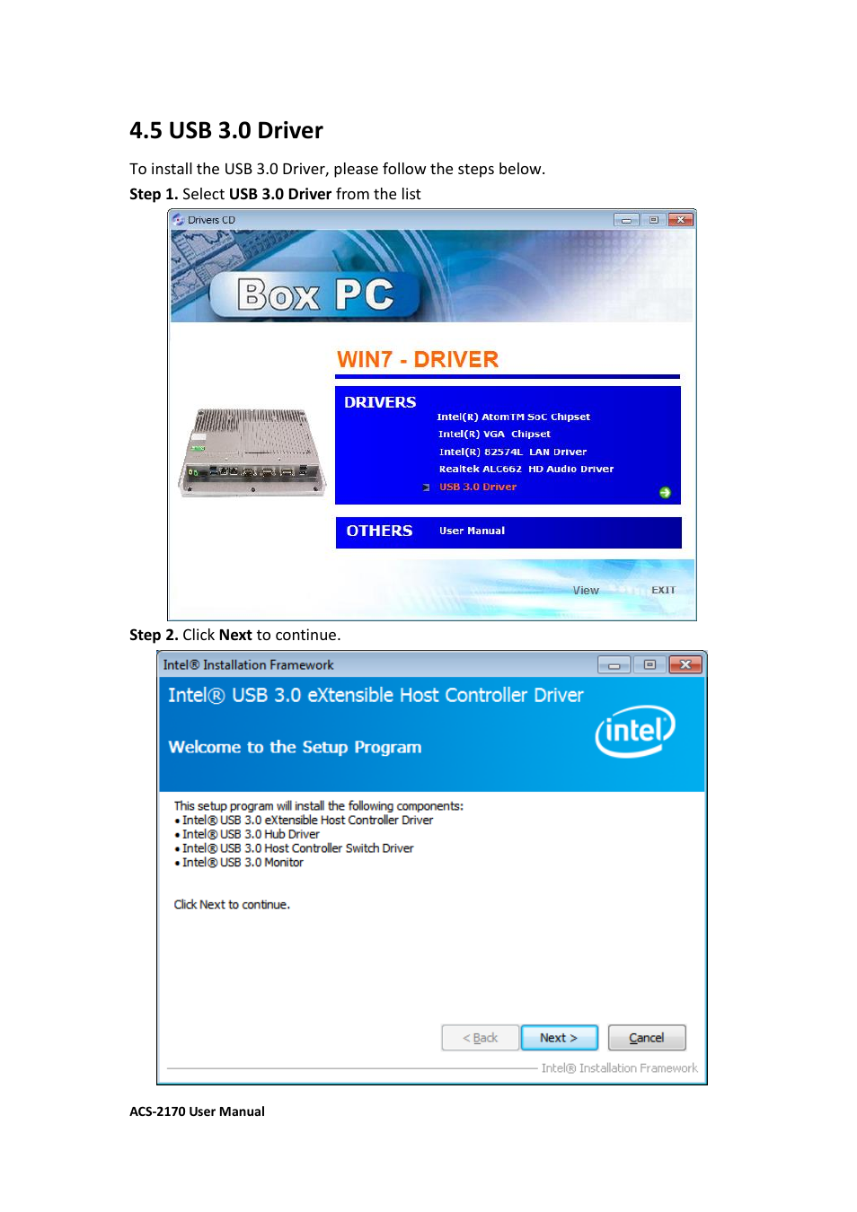 5 usb 3.0 driver…………………………………….……………………………….7, 5 usb 3.0 driver | Aplex Technology ACS-2170 User Manual | Page 75 / 77