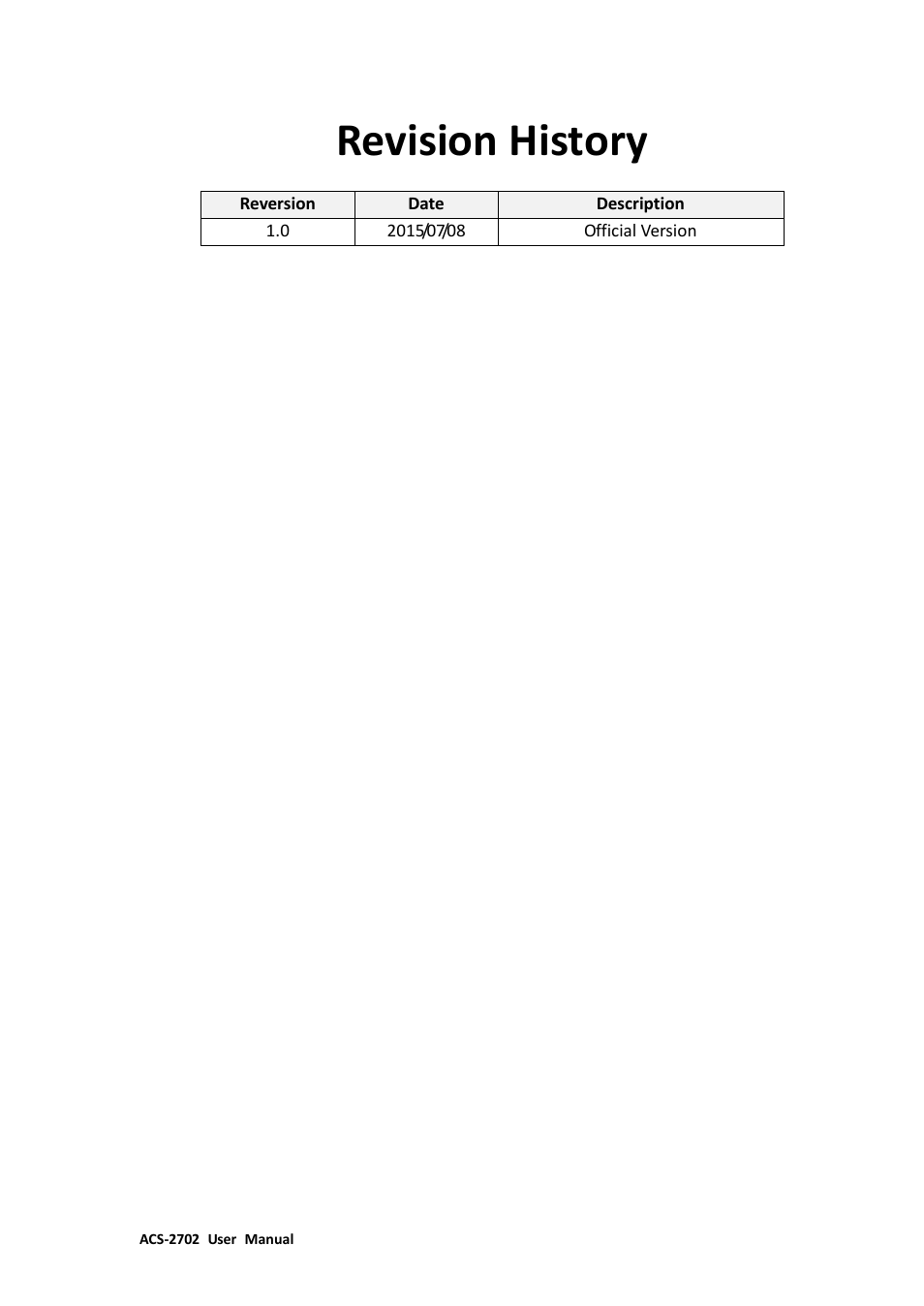 Revision history | Aplex Technology ACS-2702 User Manual | Page 2 / 48