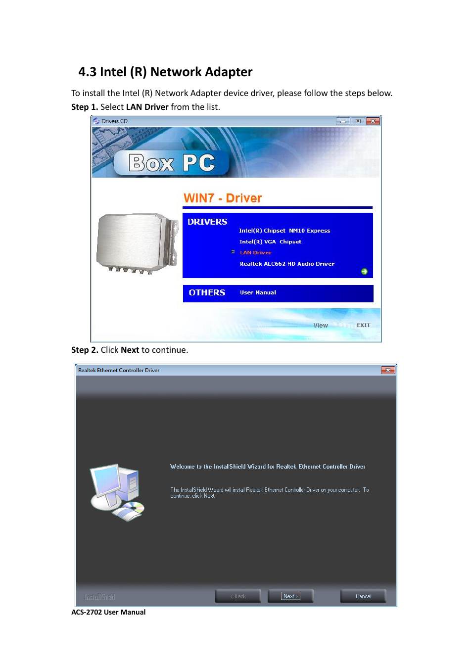 3 intel (r) network adapter | Aplex Technology ACS-2702 User Manual | Page 45 / 48