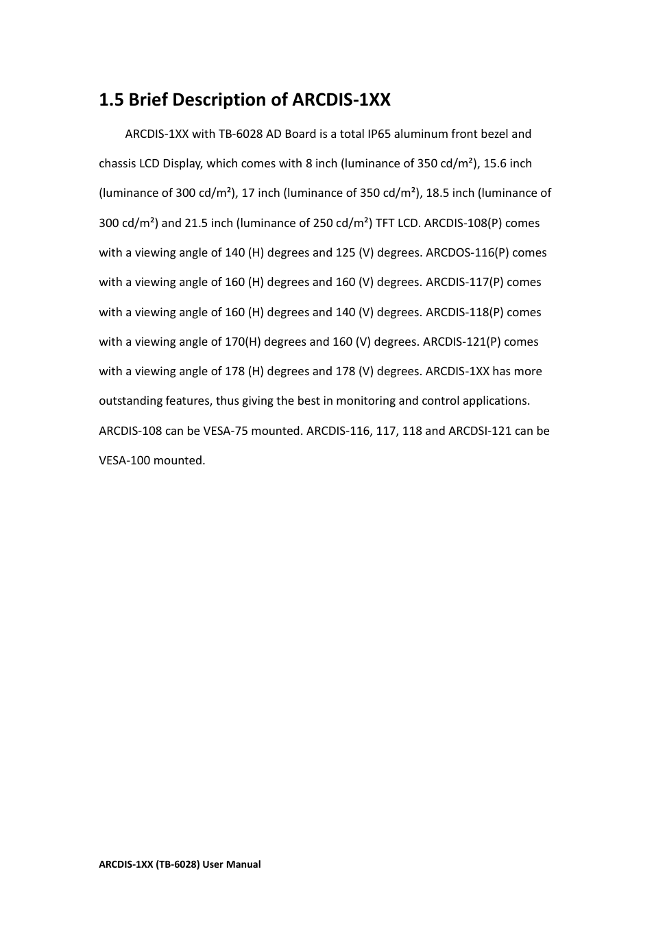 5 brief description of arcdis-1xx | Aplex Technology ARCDIS-108 User Manual | Page 14 / 54