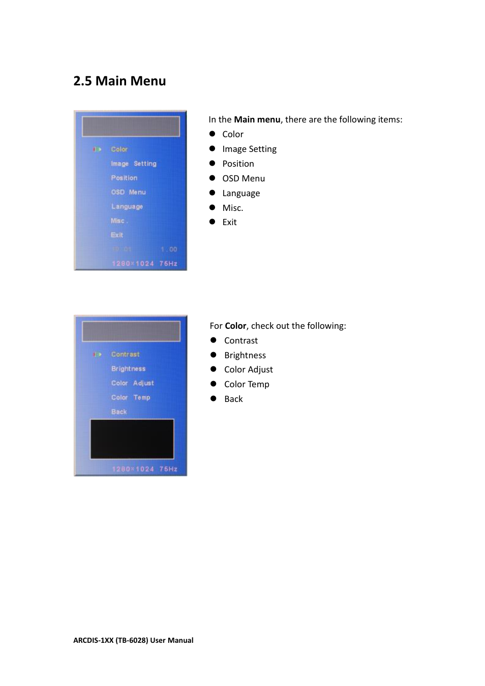 5 main menu | Aplex Technology ARCDIS-108 User Manual | Page 24 / 54