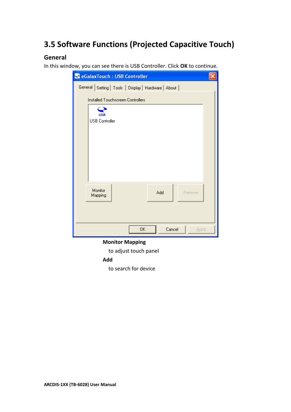 5 software functions (projected capacitive touch) | Aplex Technology ARCDIS-108 User Manual | Page 44 / 54